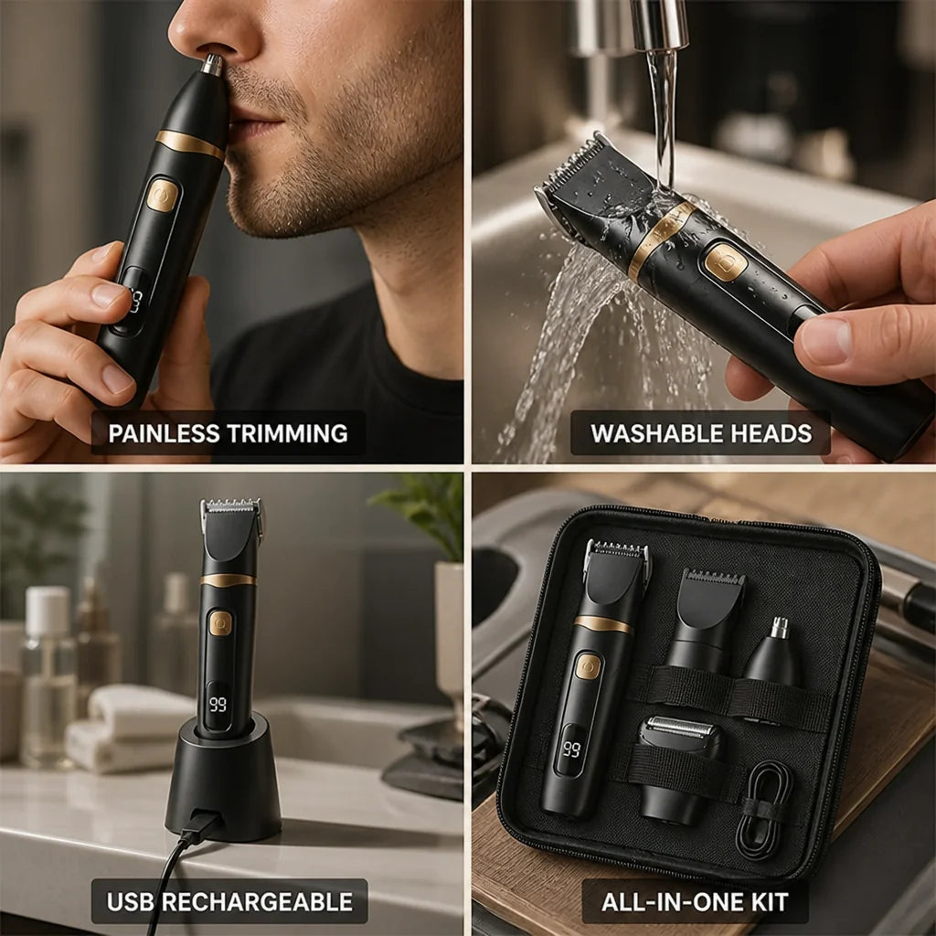 USB Rechargeable 3-in-1 Nose, Ear, and Body Trimmer