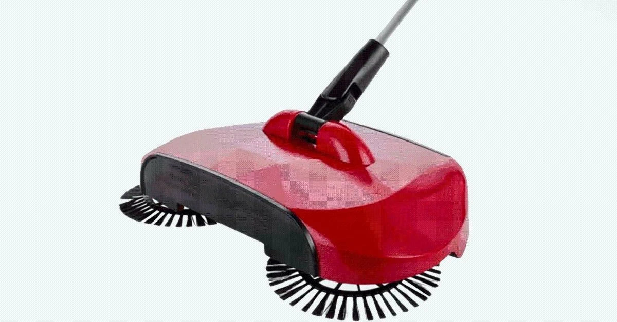 Sweeper with 360° Rotating Brushes and Adjustable Handle