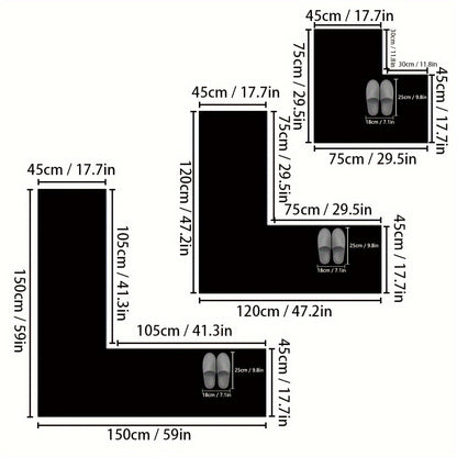 L-Shaped Kitchen Mat Non-Slip & Absorbent