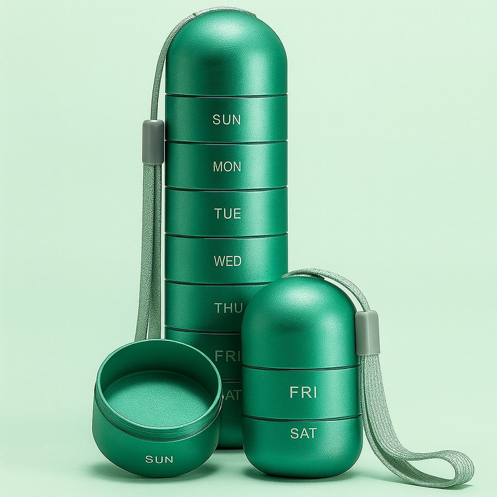Aluminium Pill Organiser with 7 Compartments