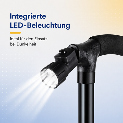 Height-Adjustable Walking Stick with 4-Point Base