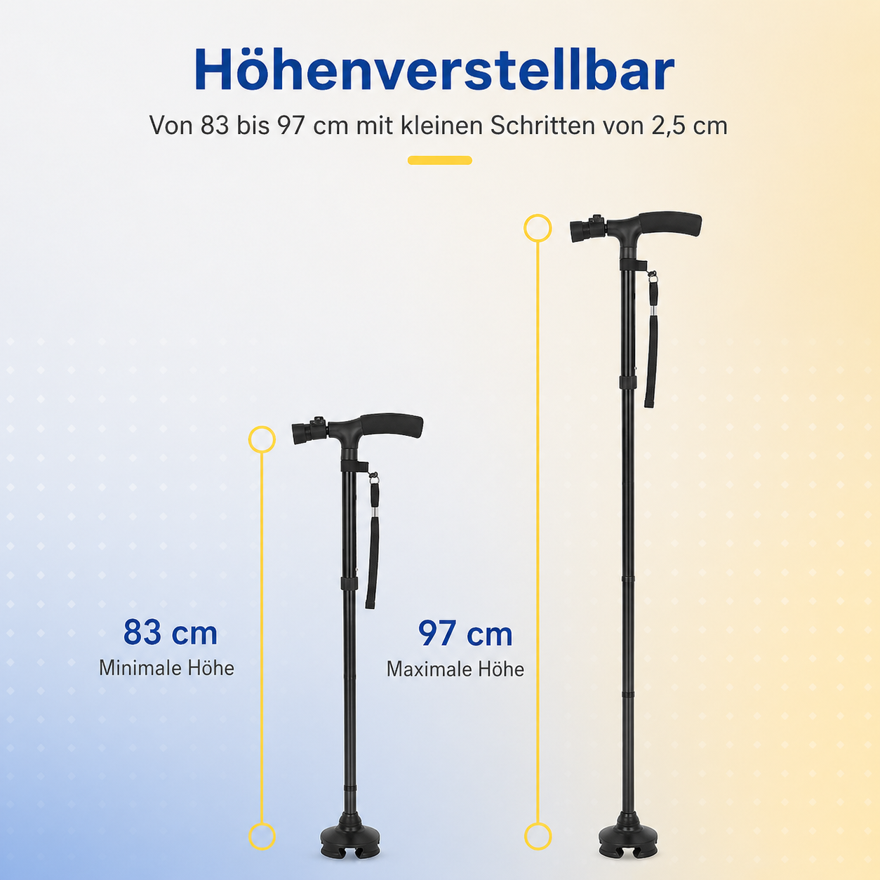 Height-Adjustable Walking Stick with 4-Point Base