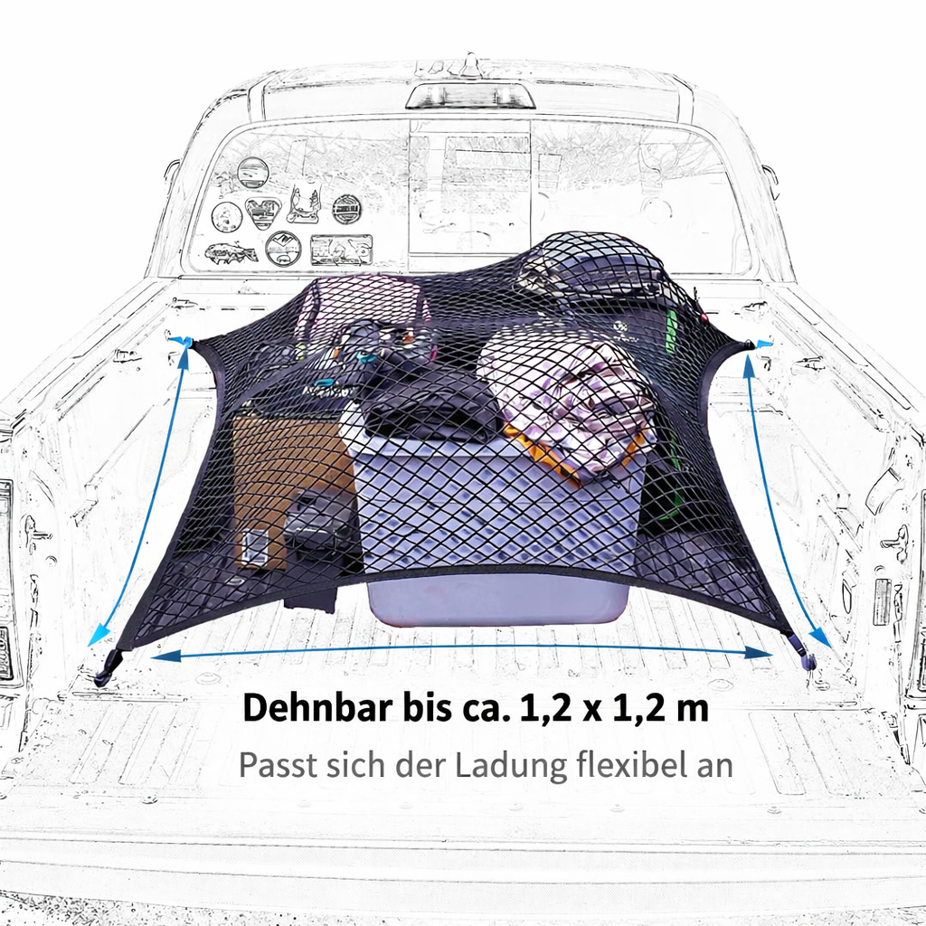 Elastic Cargo Net with Strong Hooks for Vehicles