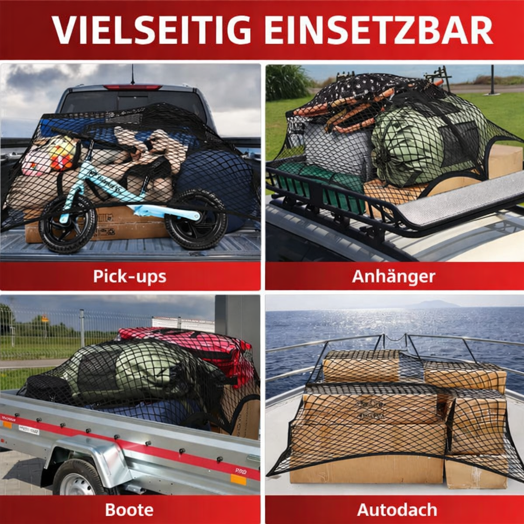 Elastic Cargo Net with Strong Hooks for Vehicles