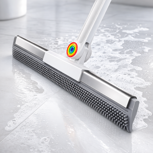 Floor Squeegee with Rubber Lip & TPE Bristles