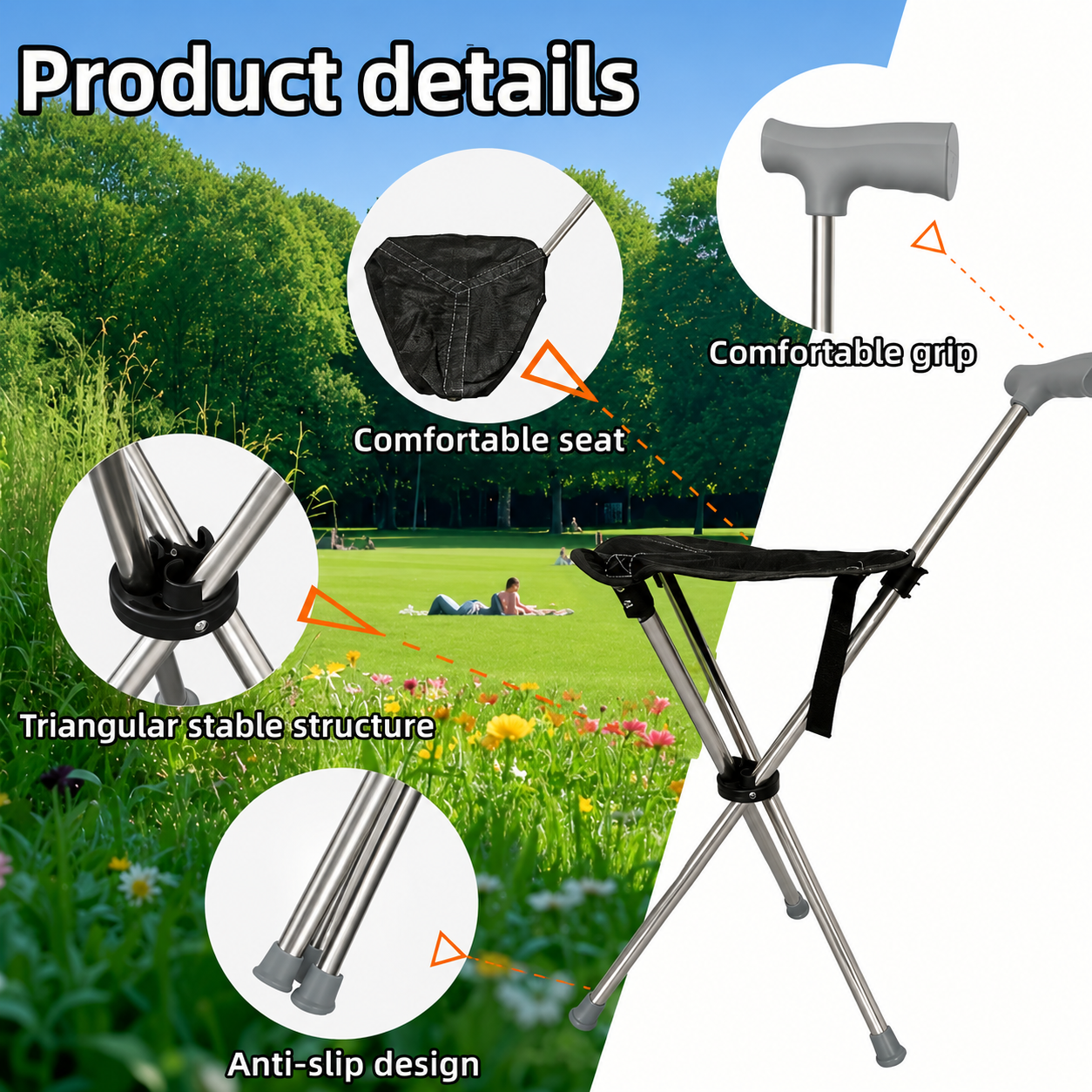 2-in-1 Walking Stick with Seat