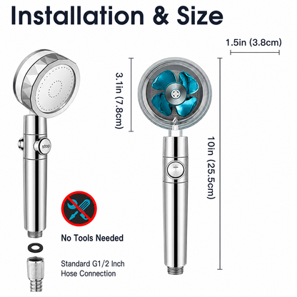 High Pressure Shower Head with 360° Rotation