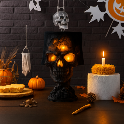 Skull Lava Lamp with Pulsing Red-Orange Light