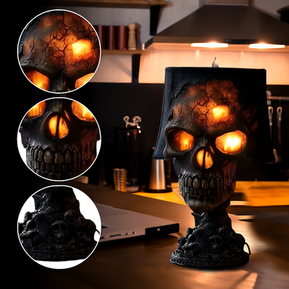 Skull Lava Lamp with Pulsing Red-Orange Light