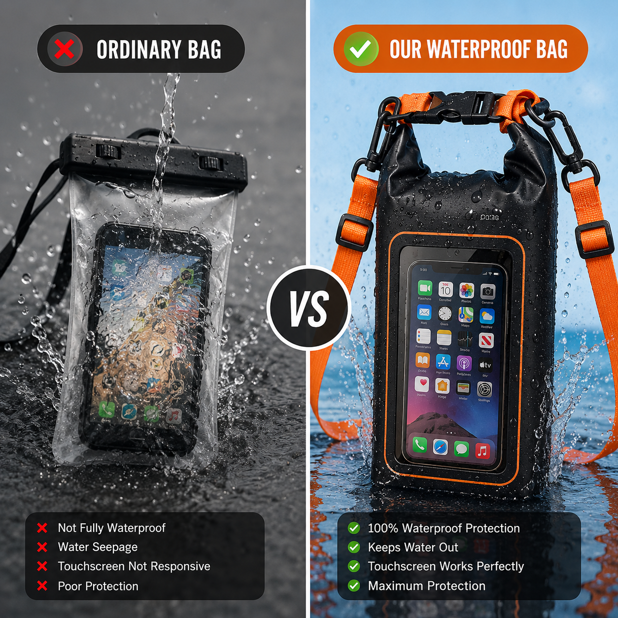 Waterproof Phone Bag with Shoulder Strap