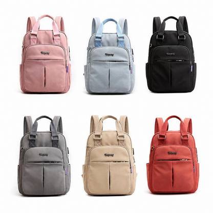 Oxford Rucksack with USB Charging Port, Water-Resistant