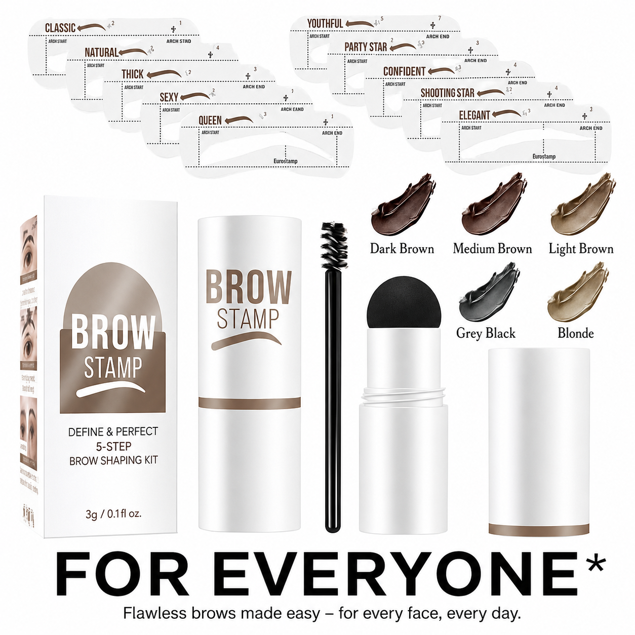 Eyebrow Stamp Kit with 10 Stencils & Pomade