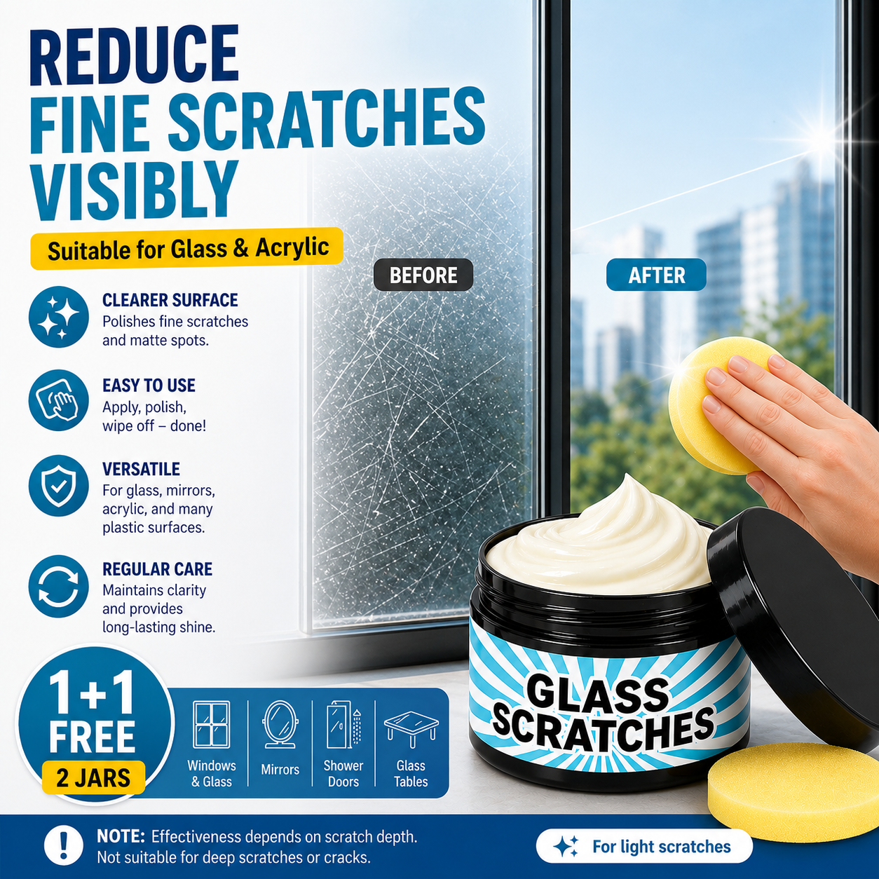 Glass Scratch Remover Polish Cream — Twin Pack