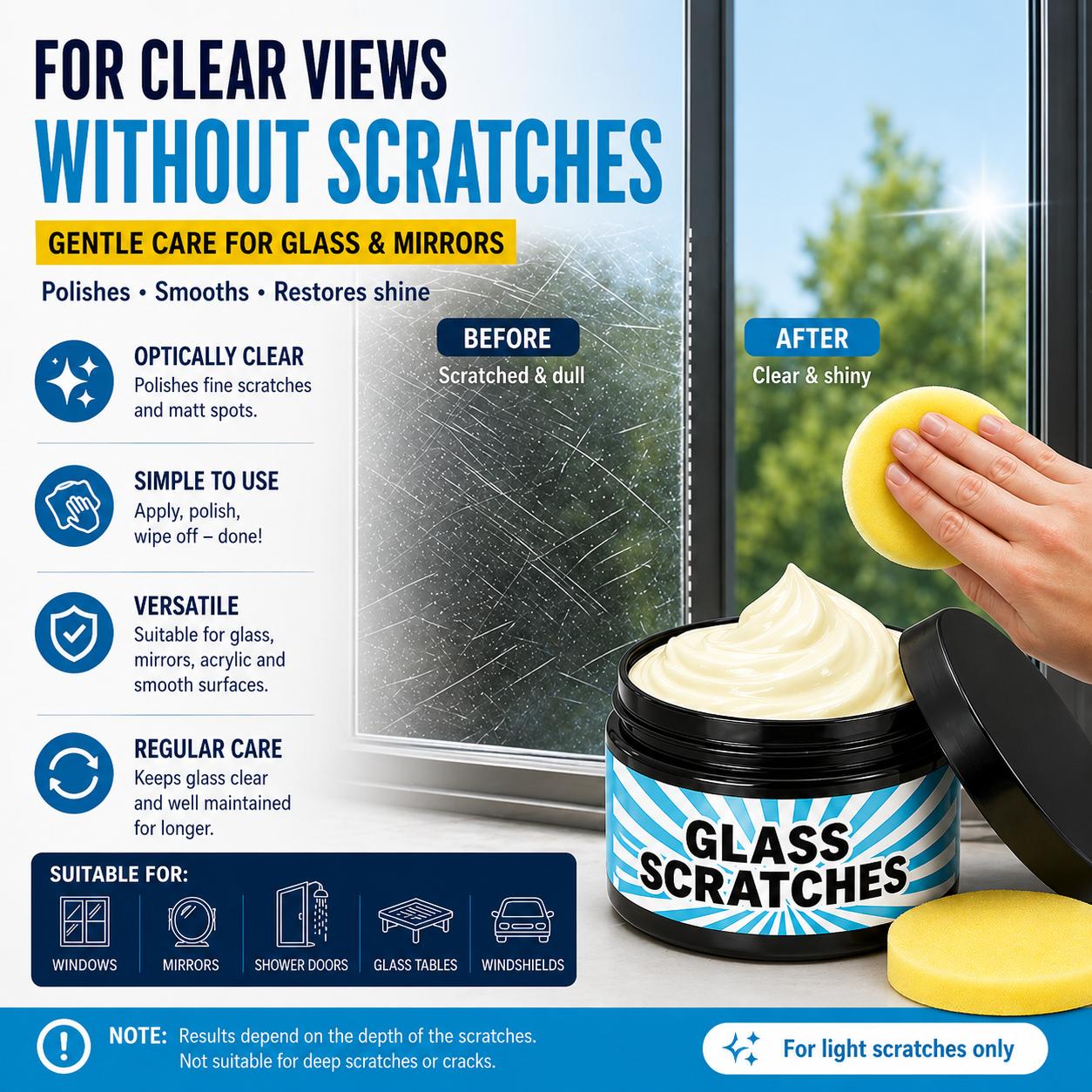 Glass Scratch Remover Polish Cream — Twin Pack