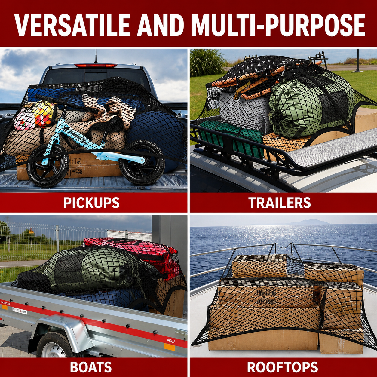 GripNet Pro Elastic Cargo Net 1.2 x 1.2m