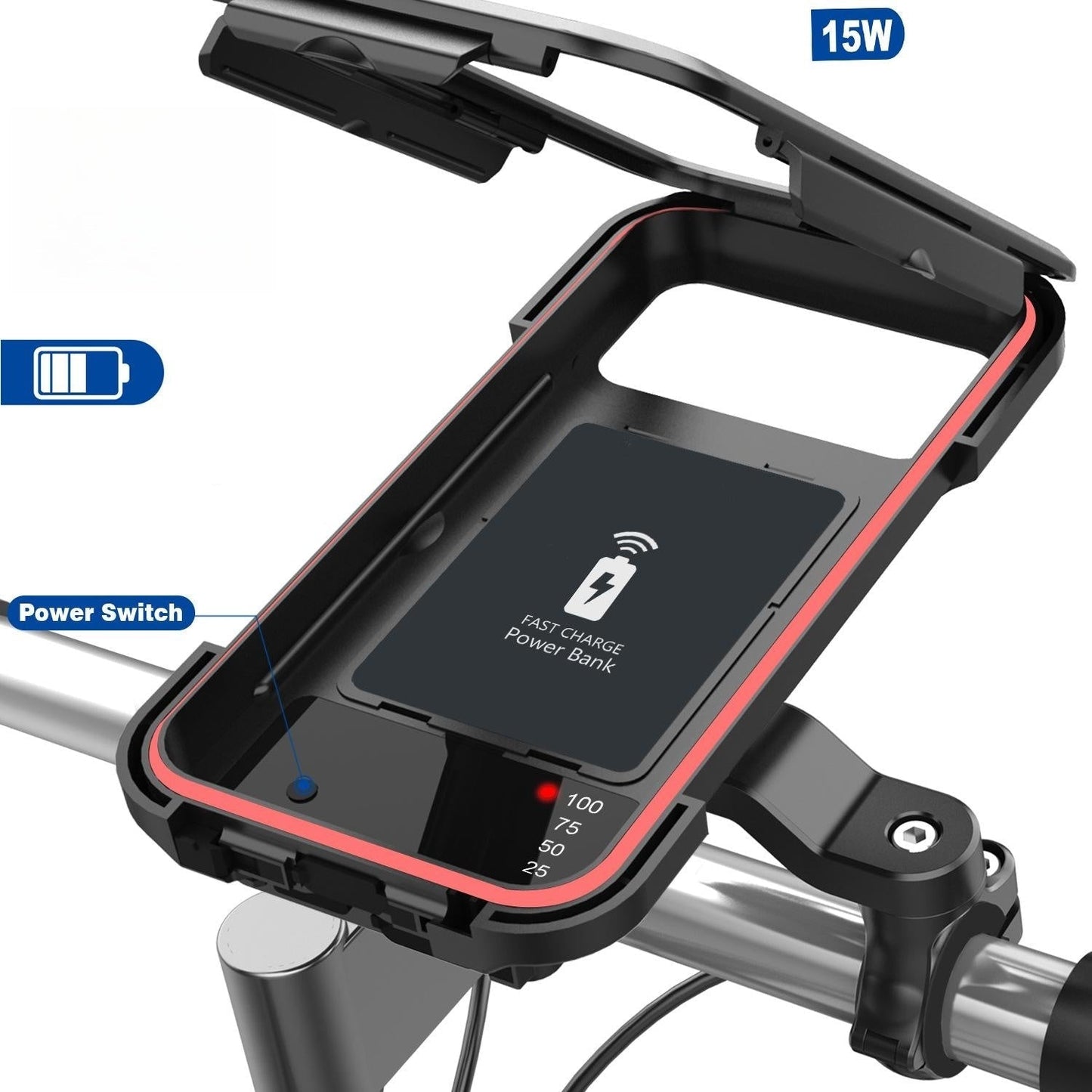 Bike Phone Mount with Wireless Charging