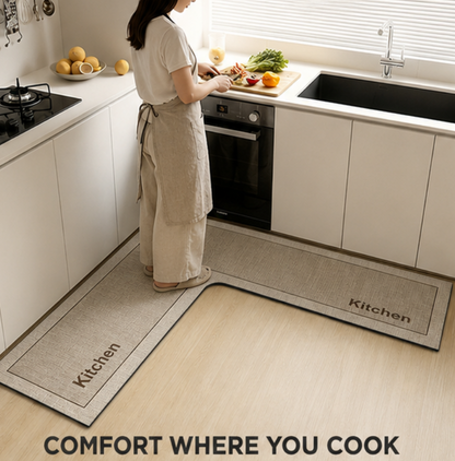 L-Shaped Kitchen Mat Non-Slip & Absorbent