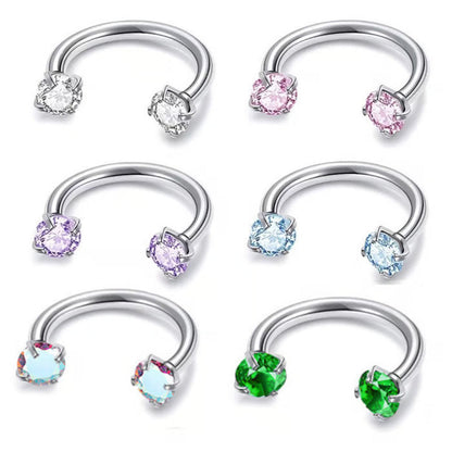 SilkCurve Titanium Horseshoe Nose Ring with Zirconia