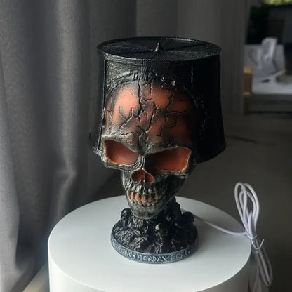 Skull Lava Lamp with Pulsing Red-Orange Light