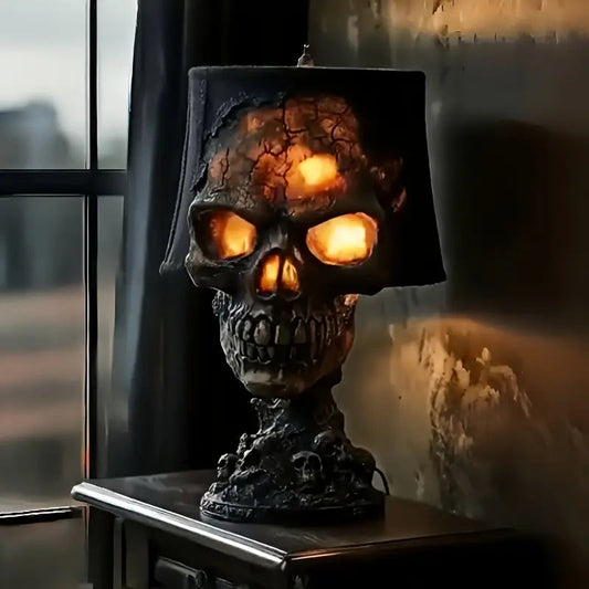 Skull Lava Lamp with Pulsing Red-Orange Light