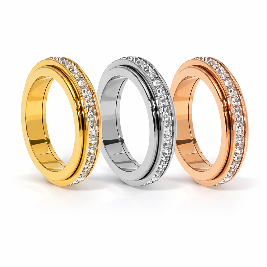 Titanium Steel Spinner Ring with Zirconia