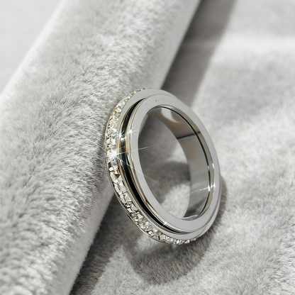 Titanium Steel Spinner Ring with Zirconia