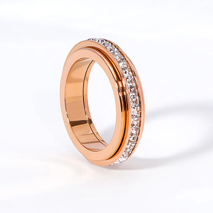 Titanium Steel Spinner Ring with Zirconia
