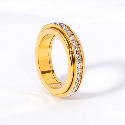 Titanium Steel Spinner Ring with Zirconia