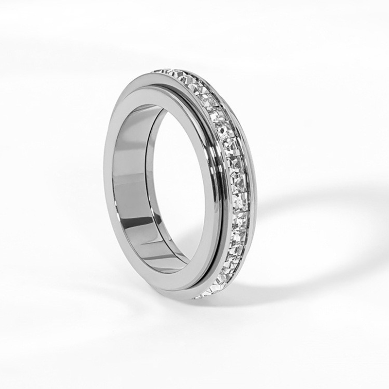 Titanium Steel Spinner Ring with Zirconia