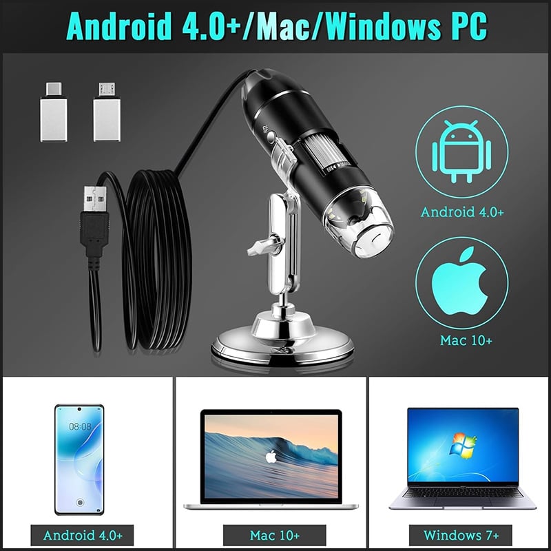 USB Digital Microscope 50-1600x with 8 LED Lights