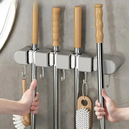 Wall-Mounted Broom & Mop Holder