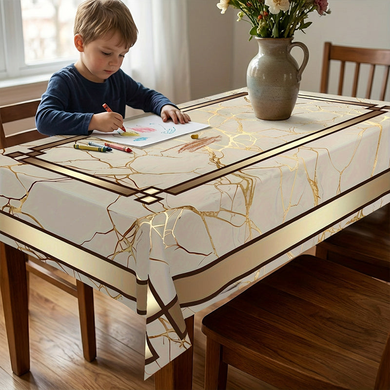 LuxeGuard Marble-Effect Tablecloth