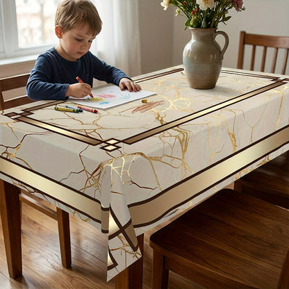 LuxeGuard Marble-Effect Tablecloth