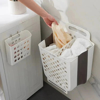 Space-saving laundry basket extendable & foldable