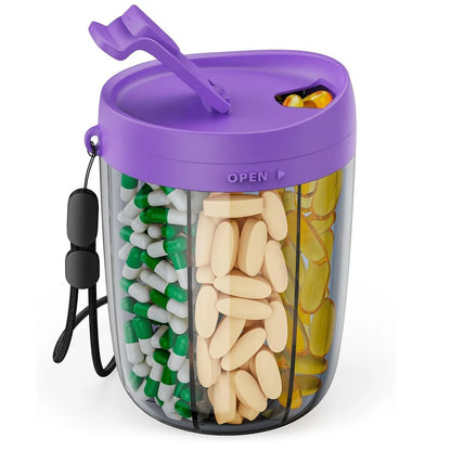 Tablet box with 6 compartments and clear lid