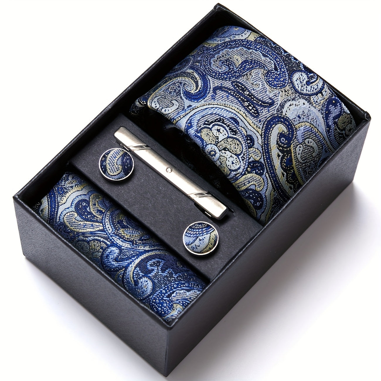 Men's Paisley Tie Set with Pocket Square & Cufflinks