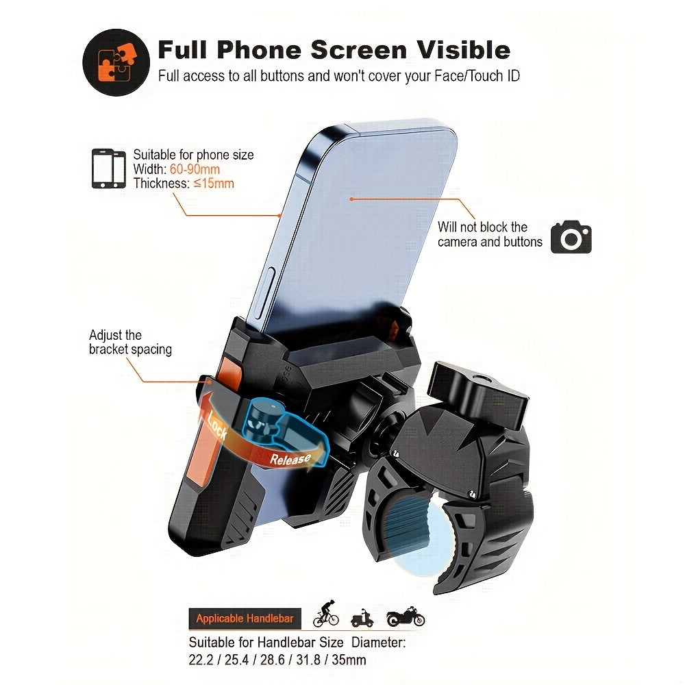 Bicycle Phone Holder with Quick Release & 360° Rotation