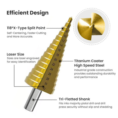 Titanium Step Drill Bit Set 6-Piece