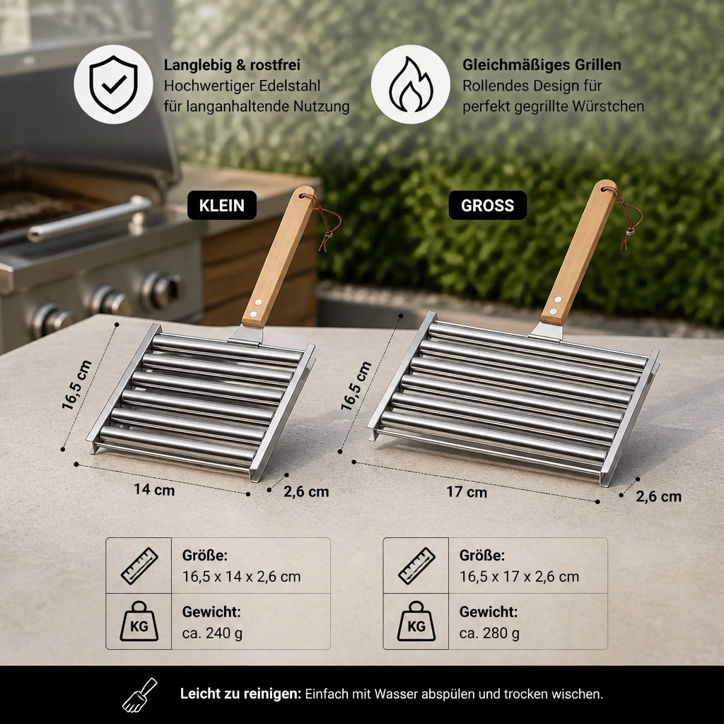 Stainless Steel Sausage Holder Rollable Grill Attachment