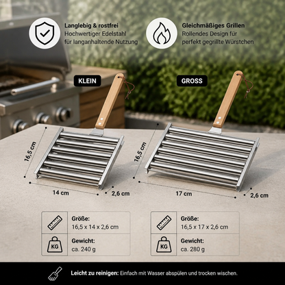 Stainless Steel Sausage Holder Rollable Grill Attachment