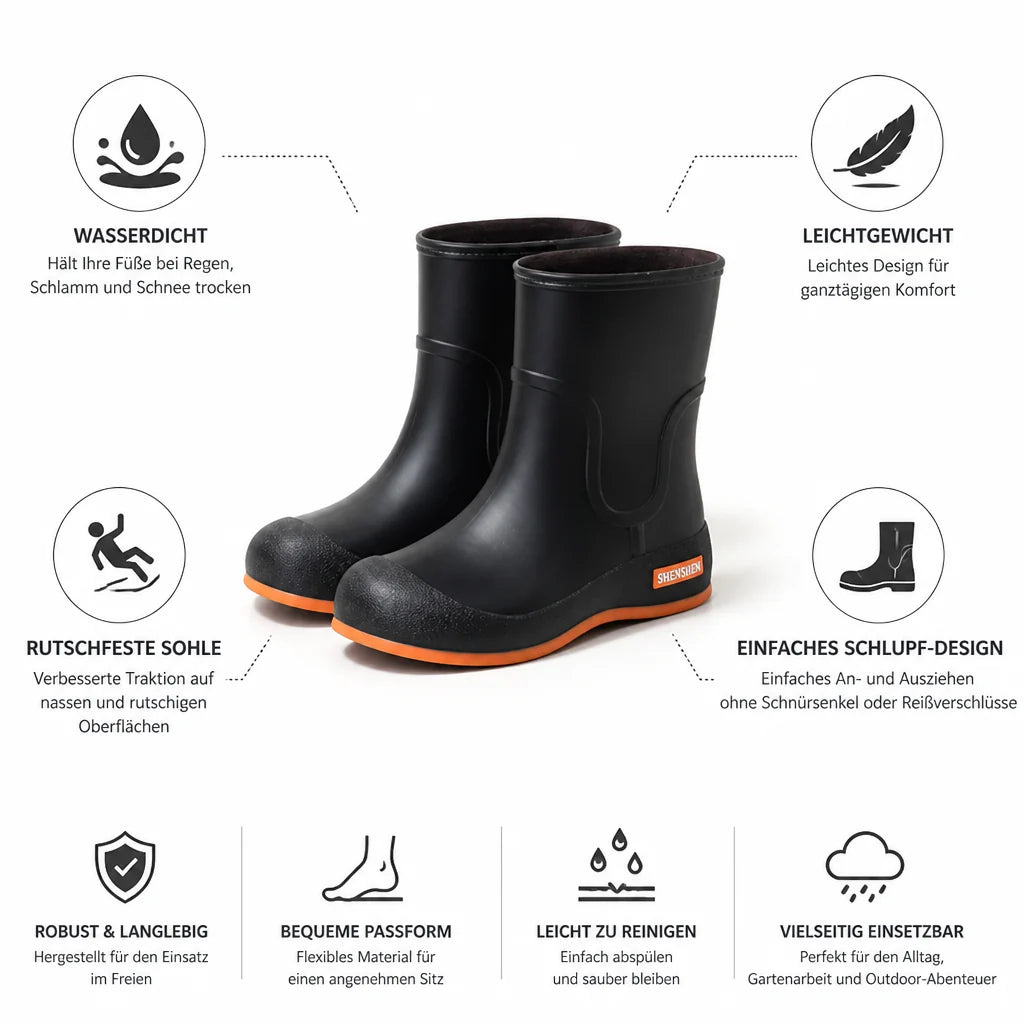 Waterproof Lightweight Non-Slip Rain Boots (Short Ankle)