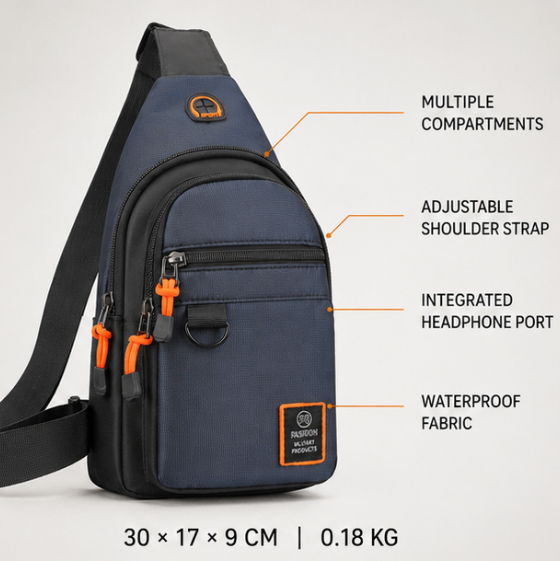 Waterproof Shoulder Bag with Multiple Compartments