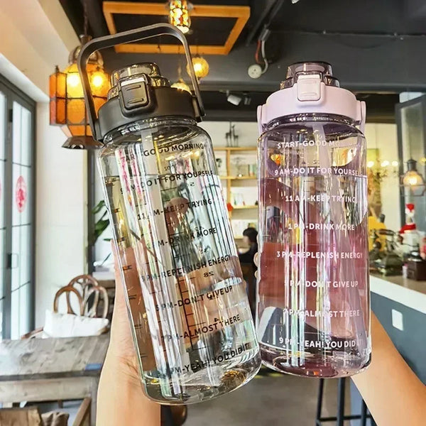 2L Water Bottle with Straw & Time Markings