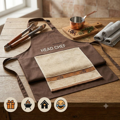 Funny Cooking Apron with Towel Surprise