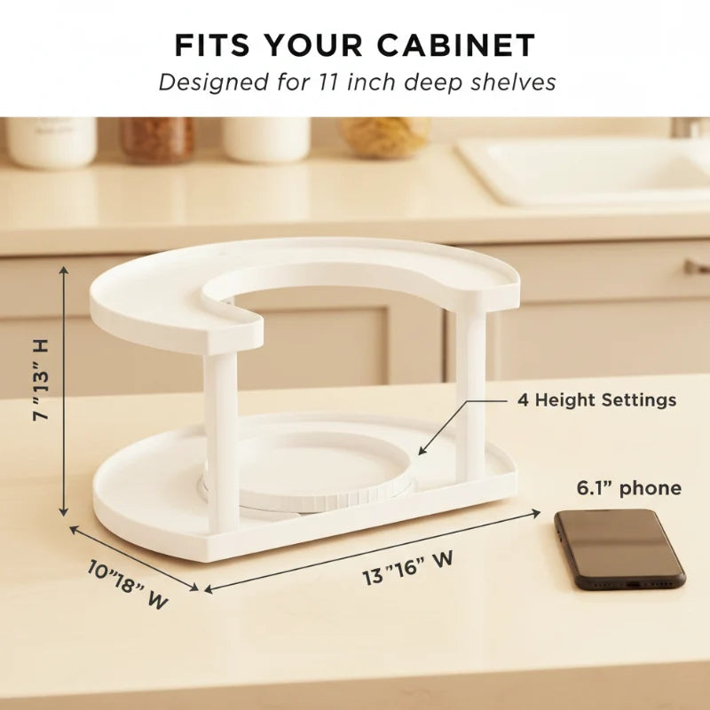 2-tier spice rack rotating D-shape