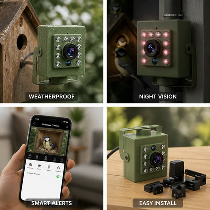 1080p Night Vision Weatherproof Bird Nest Box Camera