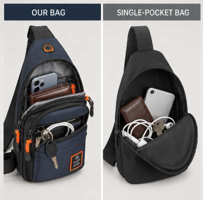 Waterproof Shoulder Bag with Multiple Compartments