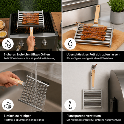 Stainless Steel Sausage Holder Rollable Grill Attachment