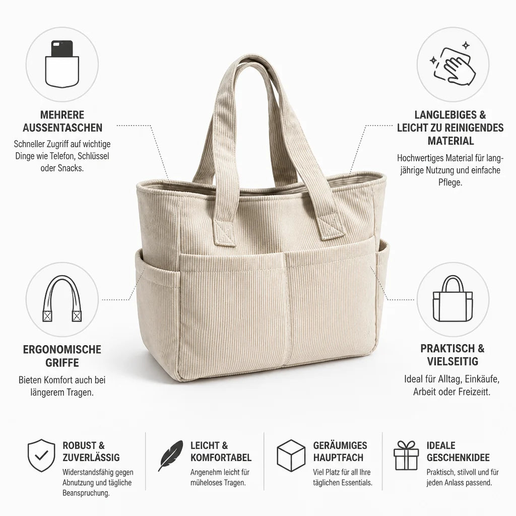 Multi-pocket Shoulder Bag with Easy Cleaning System (Ergonomic Handles)