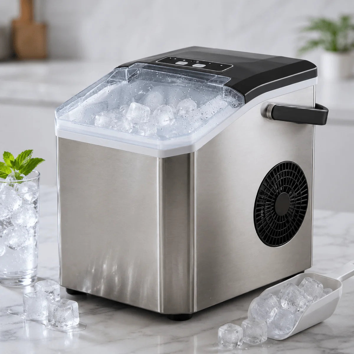 ICEFLOW Compact Ice Maker with Transparent Lid